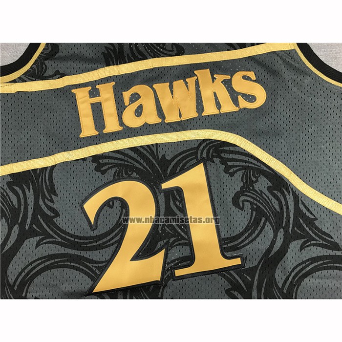 Camiseta Atlanta Hawks Dominique Wilkins NO 21 1986-87 Hardwood Classic Negro